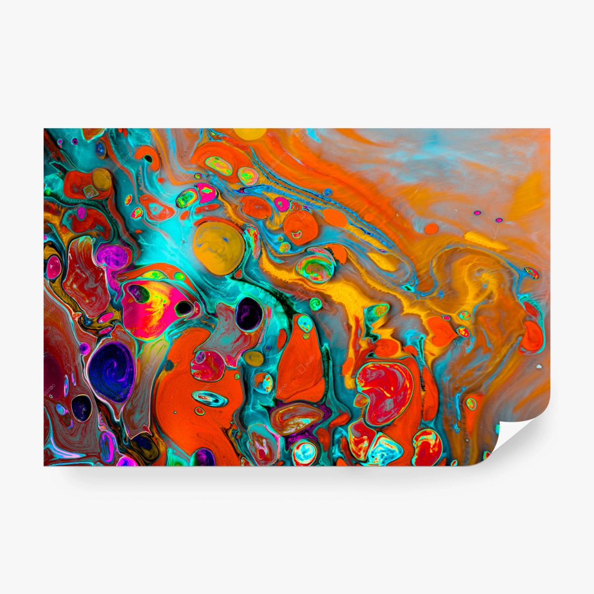 Fototapete Osmanische marmorierte abstraktion in türkis und orange – Wallnifity®