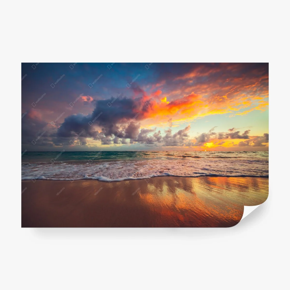 Fototapete tropischer sonnenaufgang über ruhigem strand – Wallnifity®