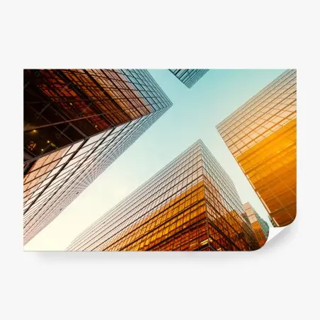 Fototapete goldene glastürme stadtansicht – Wallnifity®
