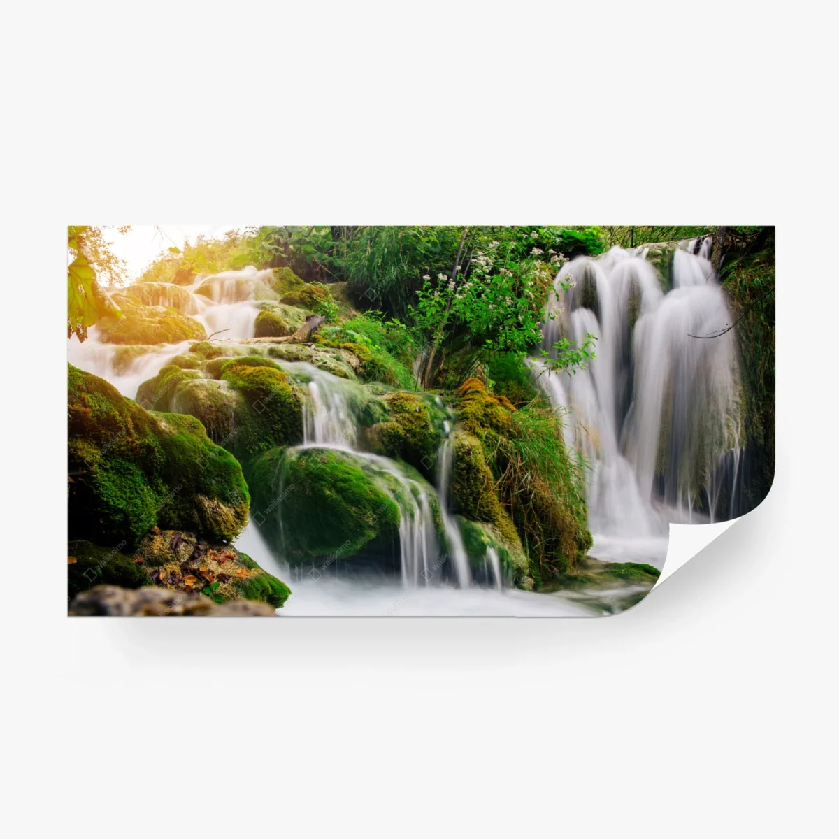 Fototapete moosbedeckter wasserfall im üppigen wald – Wallnifity® Fototapete moosbedeckter wasserfall im üppigen wald – Wallnifity®