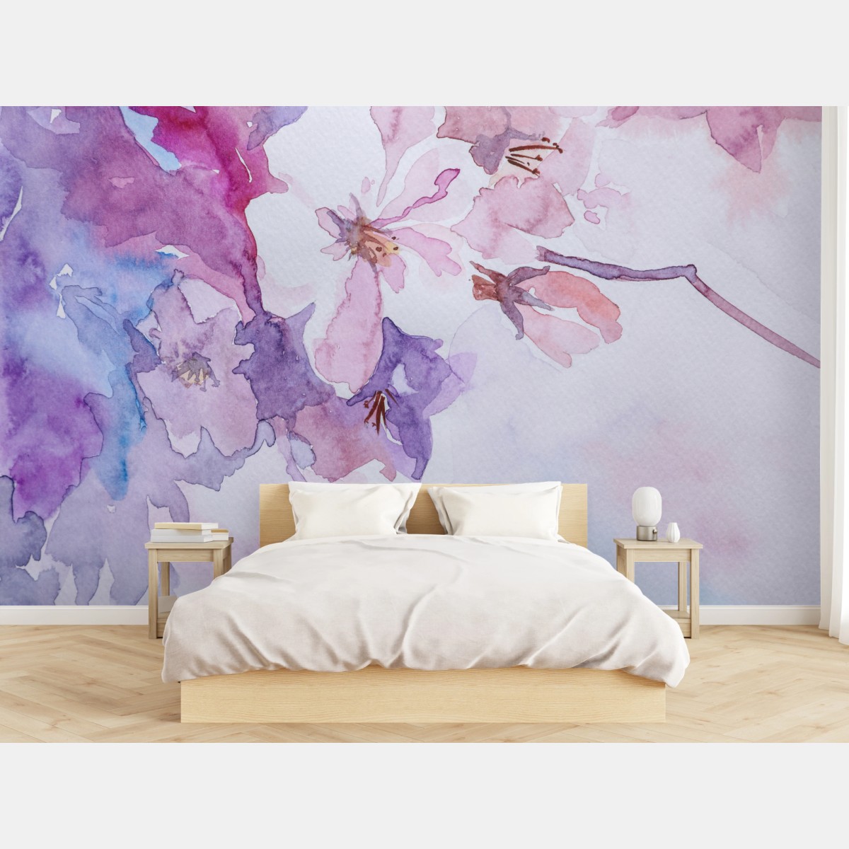 Fototapete zarte aquarellblumen – Wallnifity®