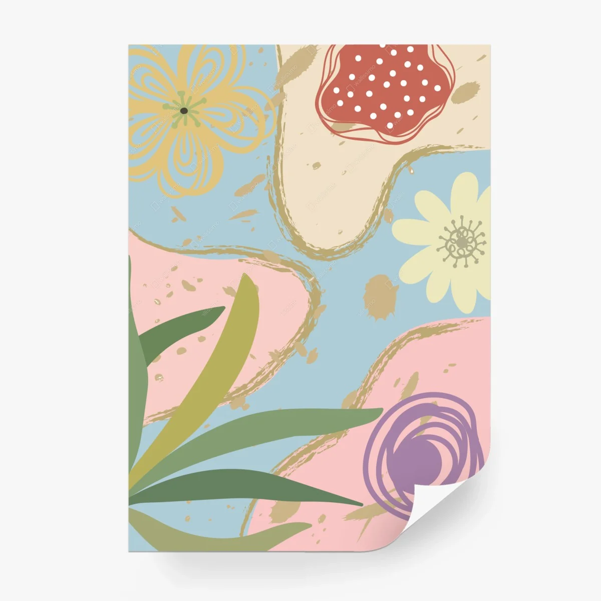 Fototapete pastellblumen abstrakte komposition – Wallnifity®