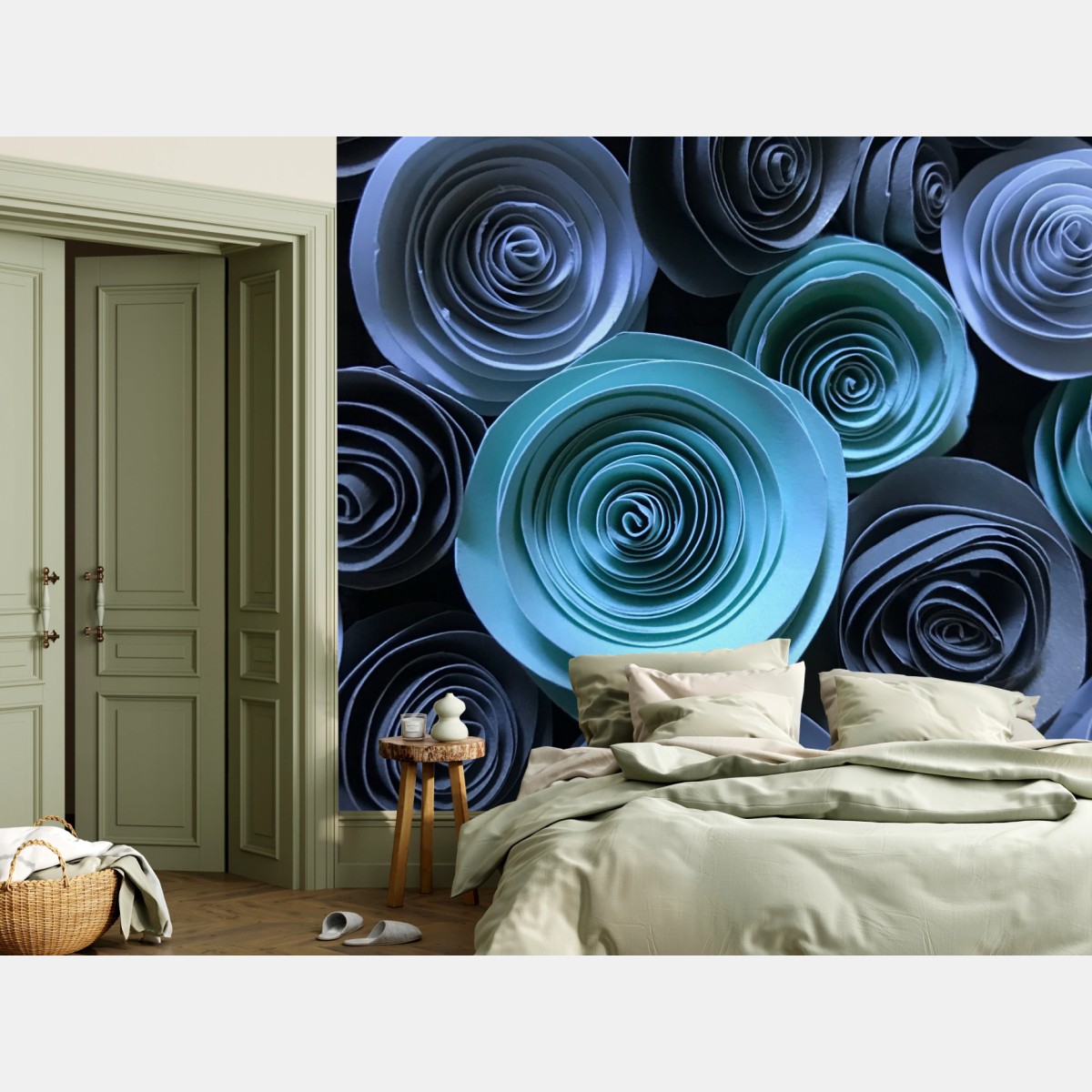 Fototapete türkise papierrosen wanddekoration – Wallnifity® Fototapete türkise papierrosen wanddekoration – Wallnifity®