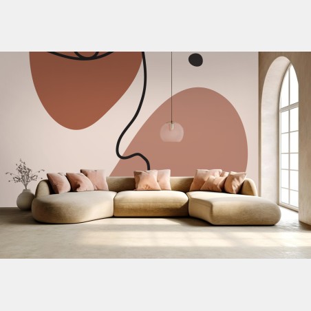 Fototapete elegantes einlinien-gesicht in pastell – Wallnifity®