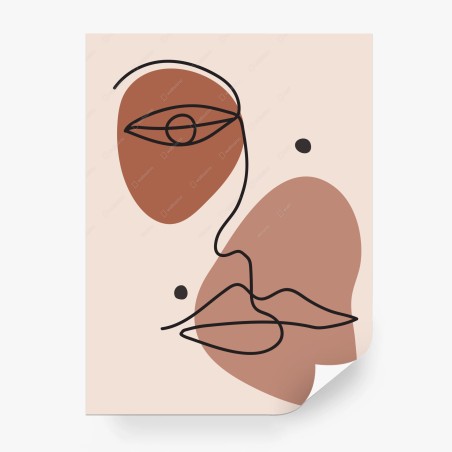 Fototapete elegantes einlinien-gesicht in pastell – Wallnifity®