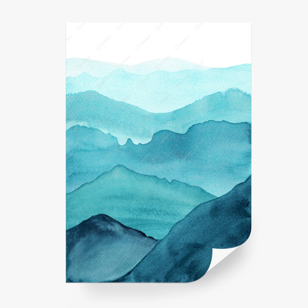 Fototapete türkise aquarellberglandschaft – Wallnifity®