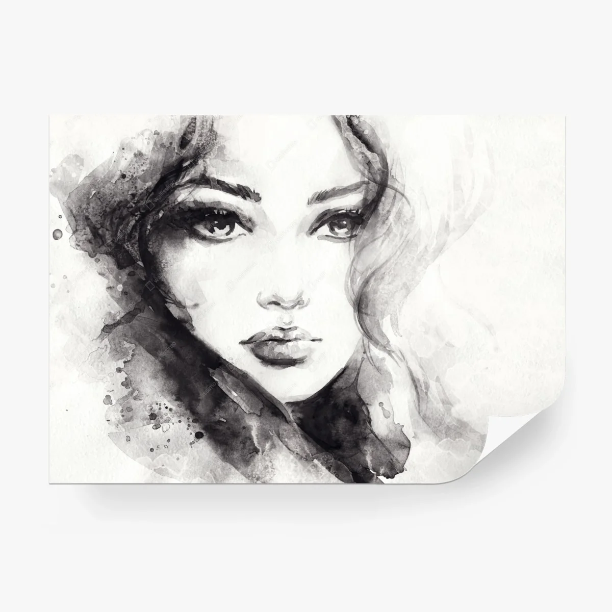 Fototapete monochromes aquarellporträt – Wallnifity®