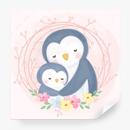 Fototapete kuschelnde pinguine in pastell – Wallnifity®