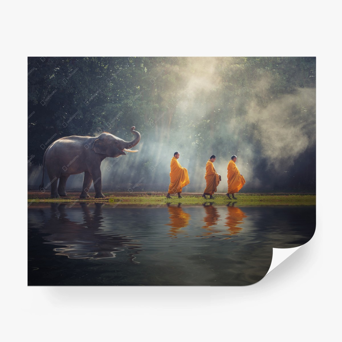 Fototapete buddhistische mönche und elefant am fluss – Wallnifity® Fototapete buddhistische mönche und elefant am fluss – Wallnifity®