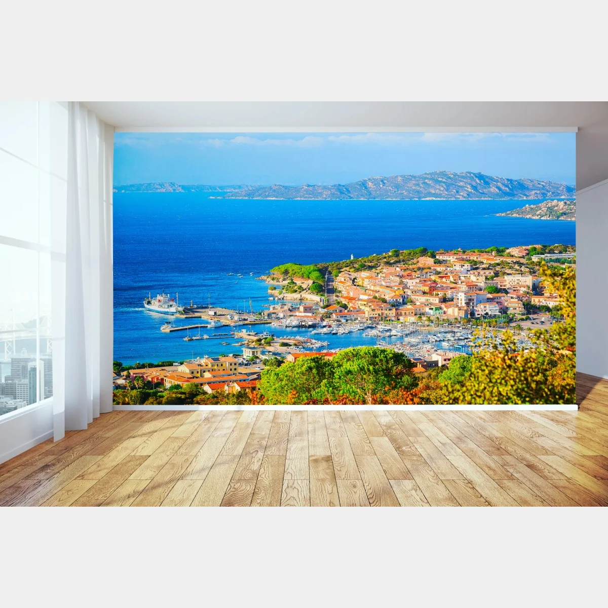 Fototapete sonniges mediterranes hafenstädtchen – Wallnifity® Fototapete sonniges mediterranes hafenstädtchen – Wallnifity®