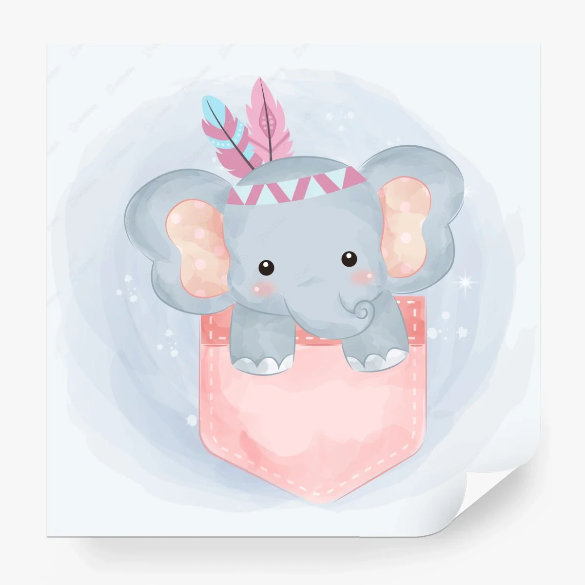 Fototapete süßer elefant in tasche aquarell – Wallnifity®