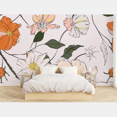 Fototapete pastelliges wildblumenmuster – Wallnifity®