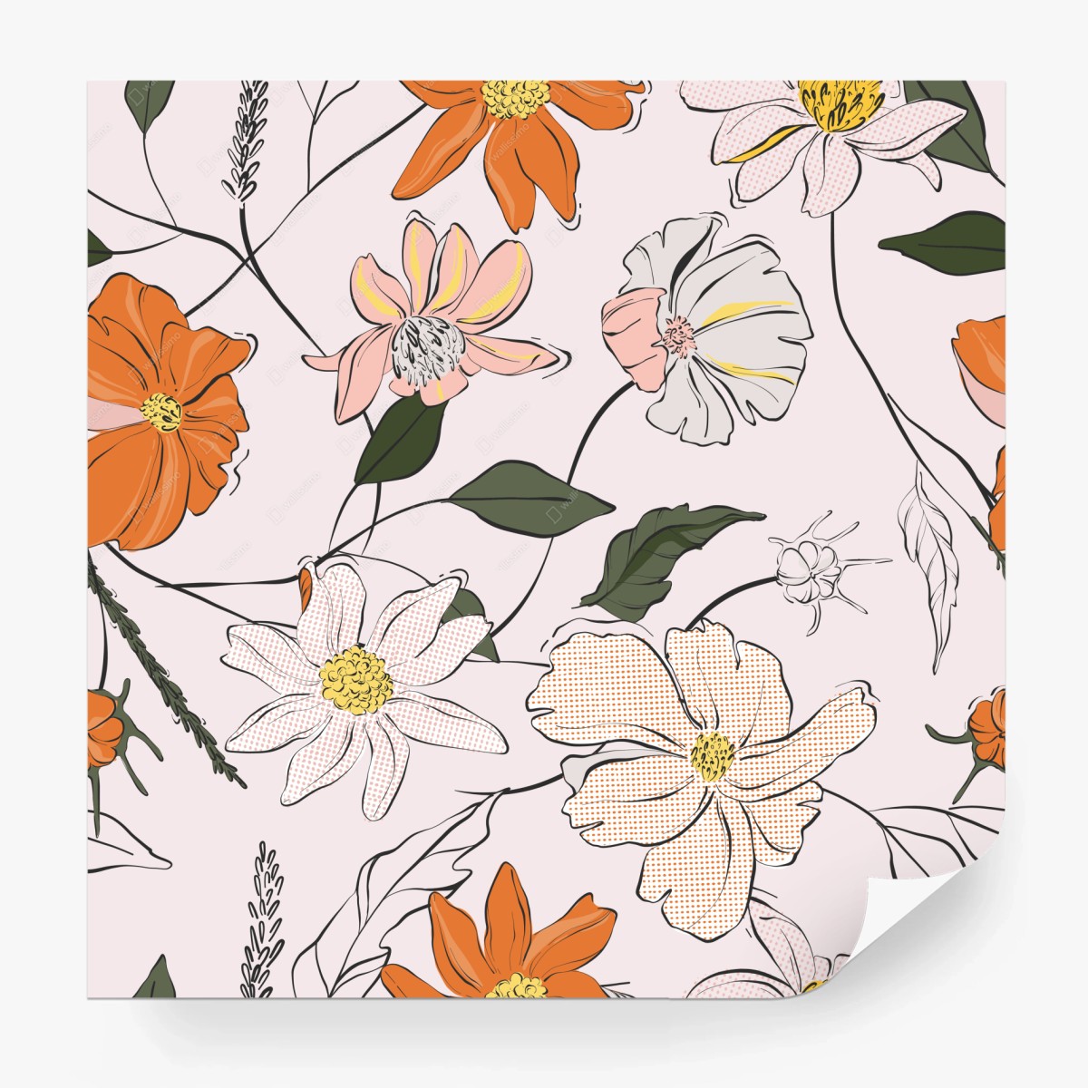 Fototapete pastelliges wildblumenmuster – Wallnifity® Fototapete pastelliges wildblumenmuster – Wallnifity®