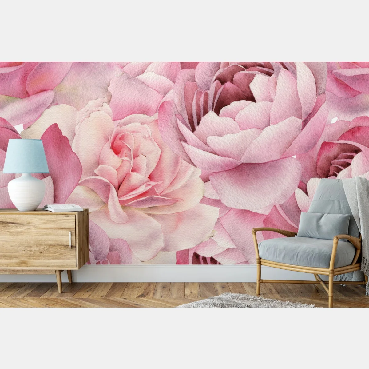 Fototapete zarte rosa rosen in aquarell – Wallnifity® Fototapete zarte rosa rosen in aquarell – Wallnifity®