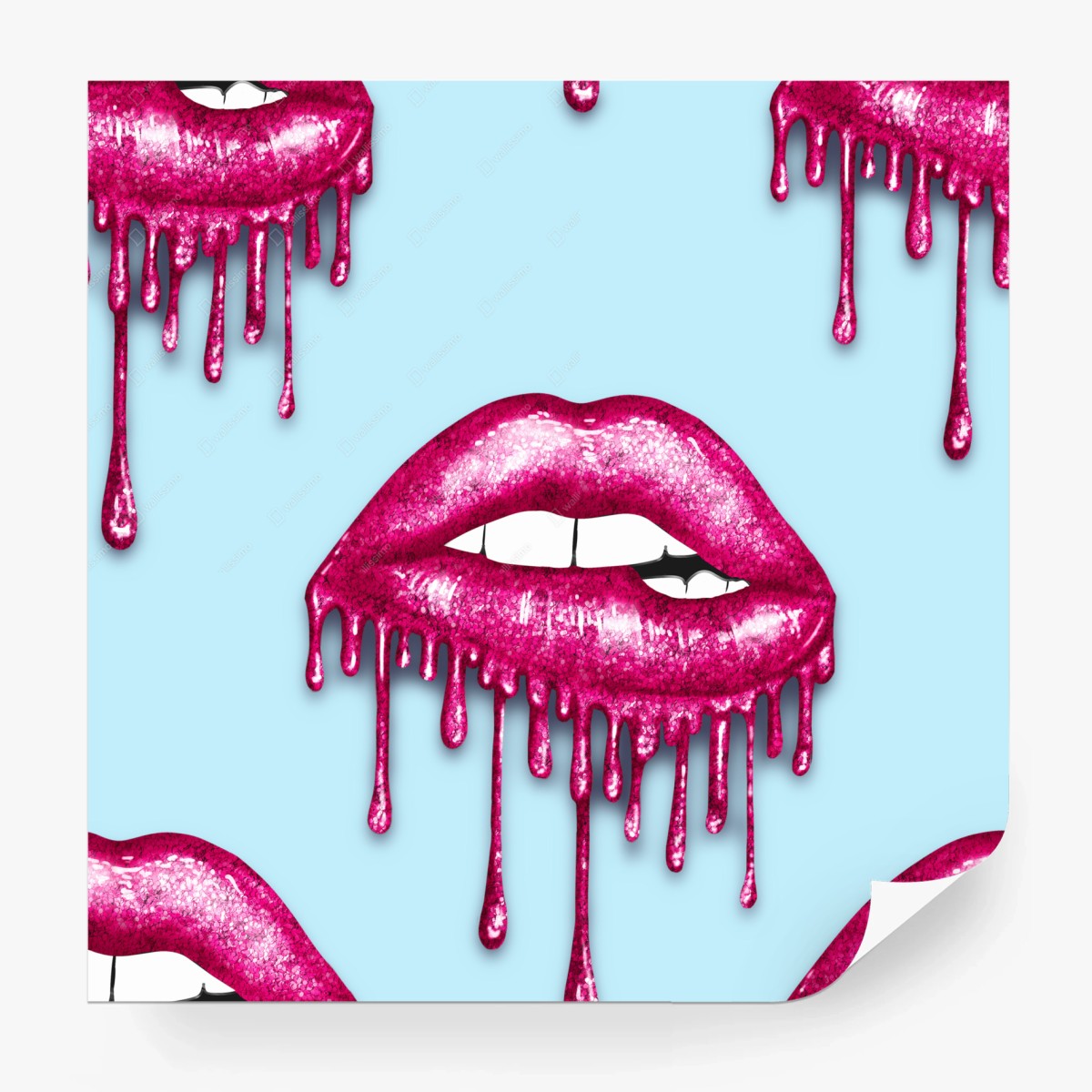 Fototapete glitzernde tropfende lippen im pop-art-stil – Wallnifity®