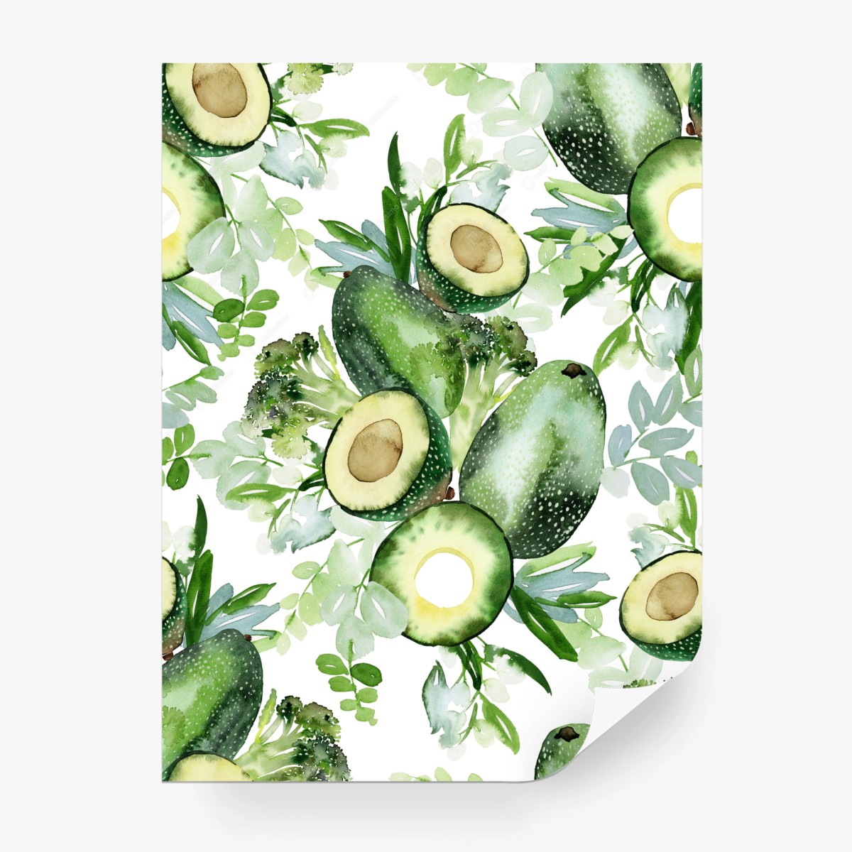 Fototapete aquarell avocado muster – Wallnifity®