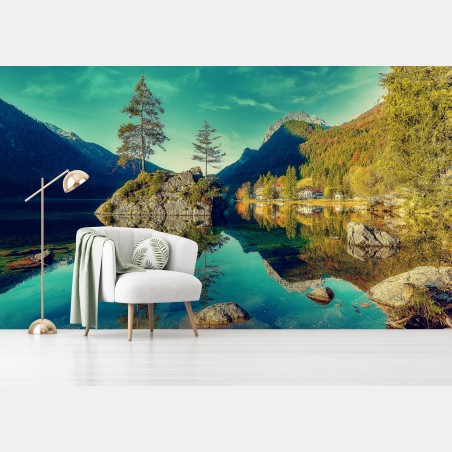 Fototapete Hintersee alpensee mit spiegelung – Wallnifity®