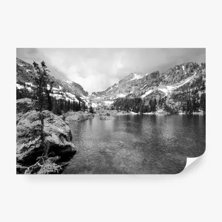 Fototapete alpensee in monochrom – Wallnifity®