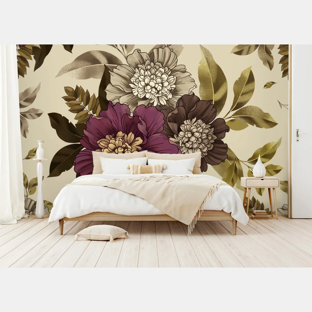 Fototapete vintage botanisches muster mit pfingstrosen – Wallnifity® Fototapete vintage botanisches muster mit pfingstrosen – Wallnifity®