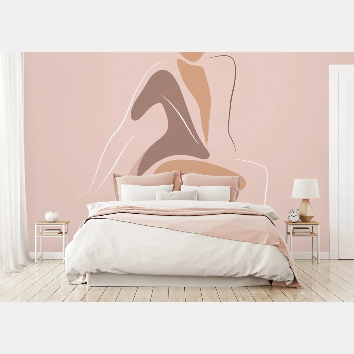 Fototapete eleganter kontur in rosé – Wallnifity® Fototapete eleganter kontur in rosé – Wallnifity®