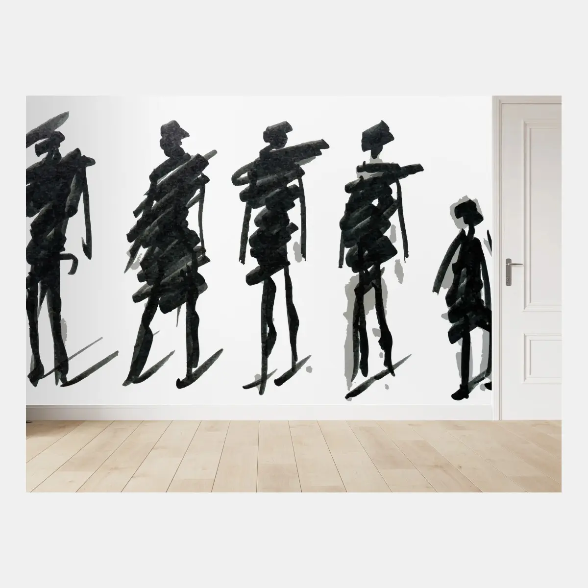 Fototapete tusche-silhouetten von figuren – Wallnifity®