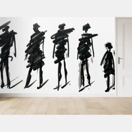 Fototapete tusche-silhouetten von figuren – Wallnifity®