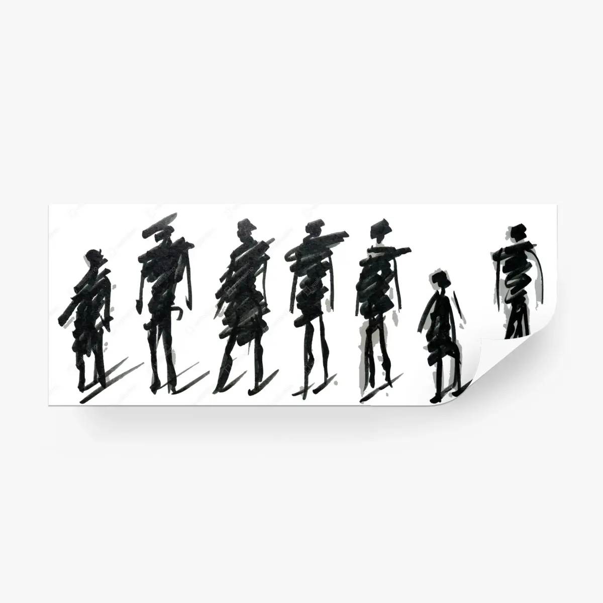 Fototapete tusche-silhouetten von figuren – Wallnifity®
