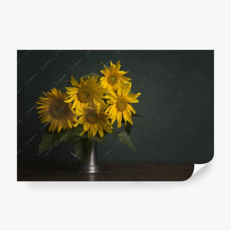 Fototapete strauß sonnenblumen auf dunklem hintergrund – Wallnifity®