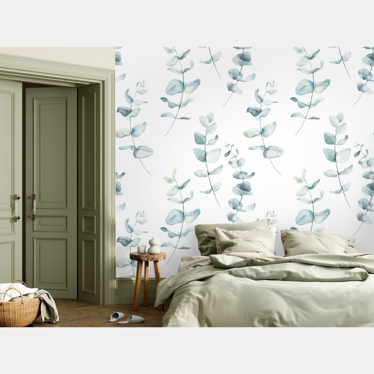 Fototapete zarte eukalyptus aquarell – Wallnifity®