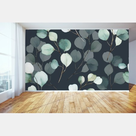 Fototapete zartes eukalyptus-aquarellmuster – Wallnifity®