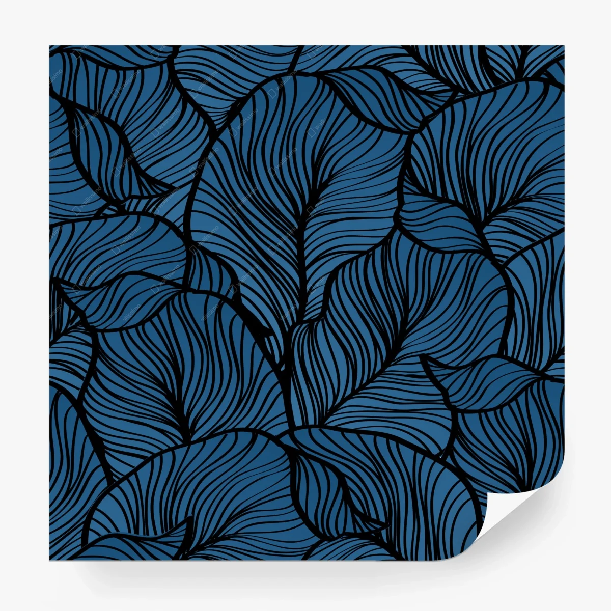 Fototapete tiefblaues botanisches blattmuster – Wallnifity® Fototapete tiefblaues botanisches blattmuster – Wallnifity®