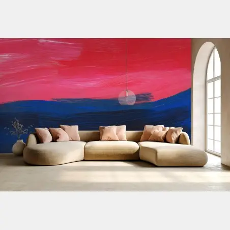 Fototapete leuchtender rosa-blauer abstrakter horizont – Wallnifity®
