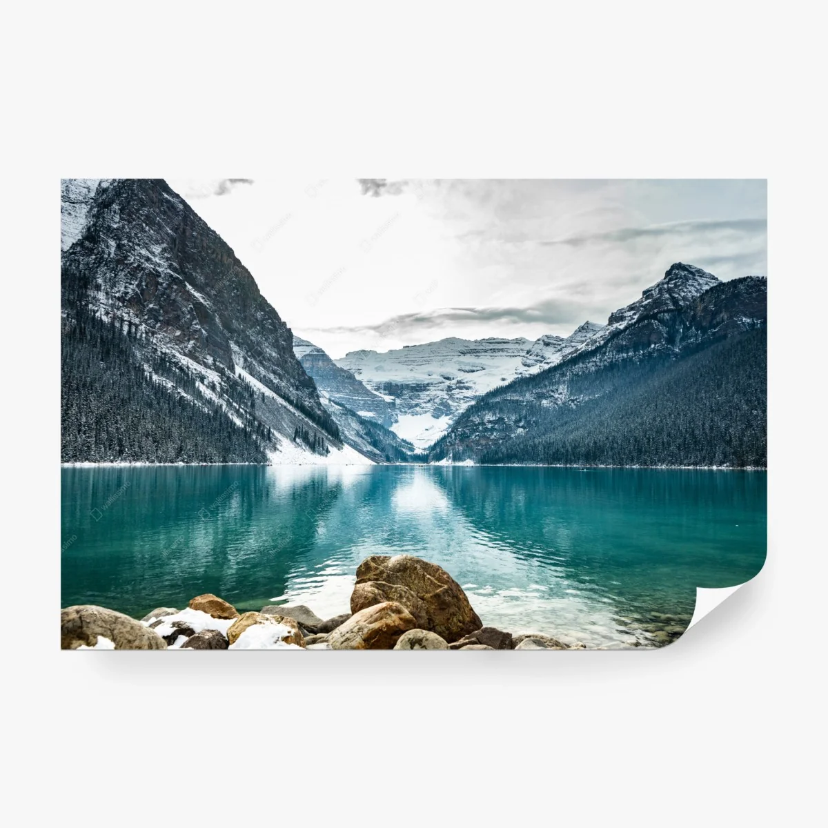 Fototapete türkisfarbener alpensee mit verschneiten gipfeln – Wallnifity® Fototapete türkisfarbener alpensee mit verschneiten gipfeln – Wallnifity®