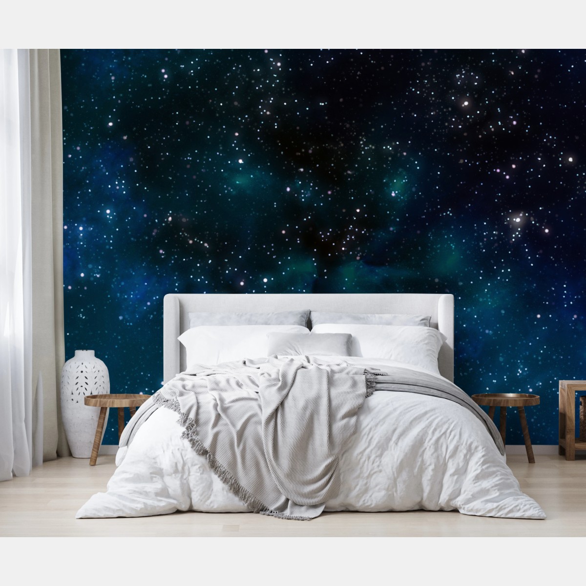Fototapete blaue nebelwolke mit sternen – Wallnifity®