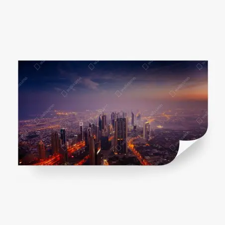 Fototapete abendliche stadtskyline mit leuchtenden lichtern – Wallnifity®