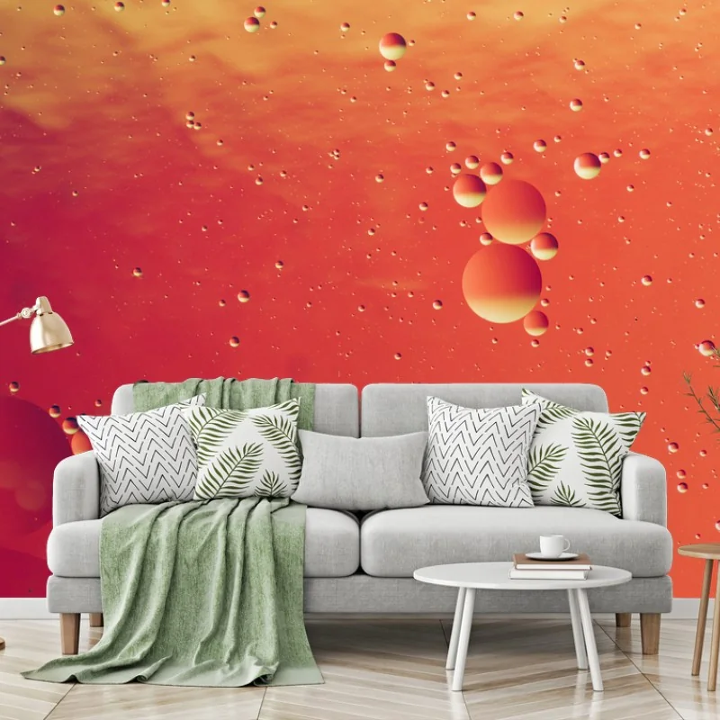 Fototapete warme orange abstraktion mit blasen – Wallnifity® Fototapete warme orange abstraktion mit blasen – Wallnifity®