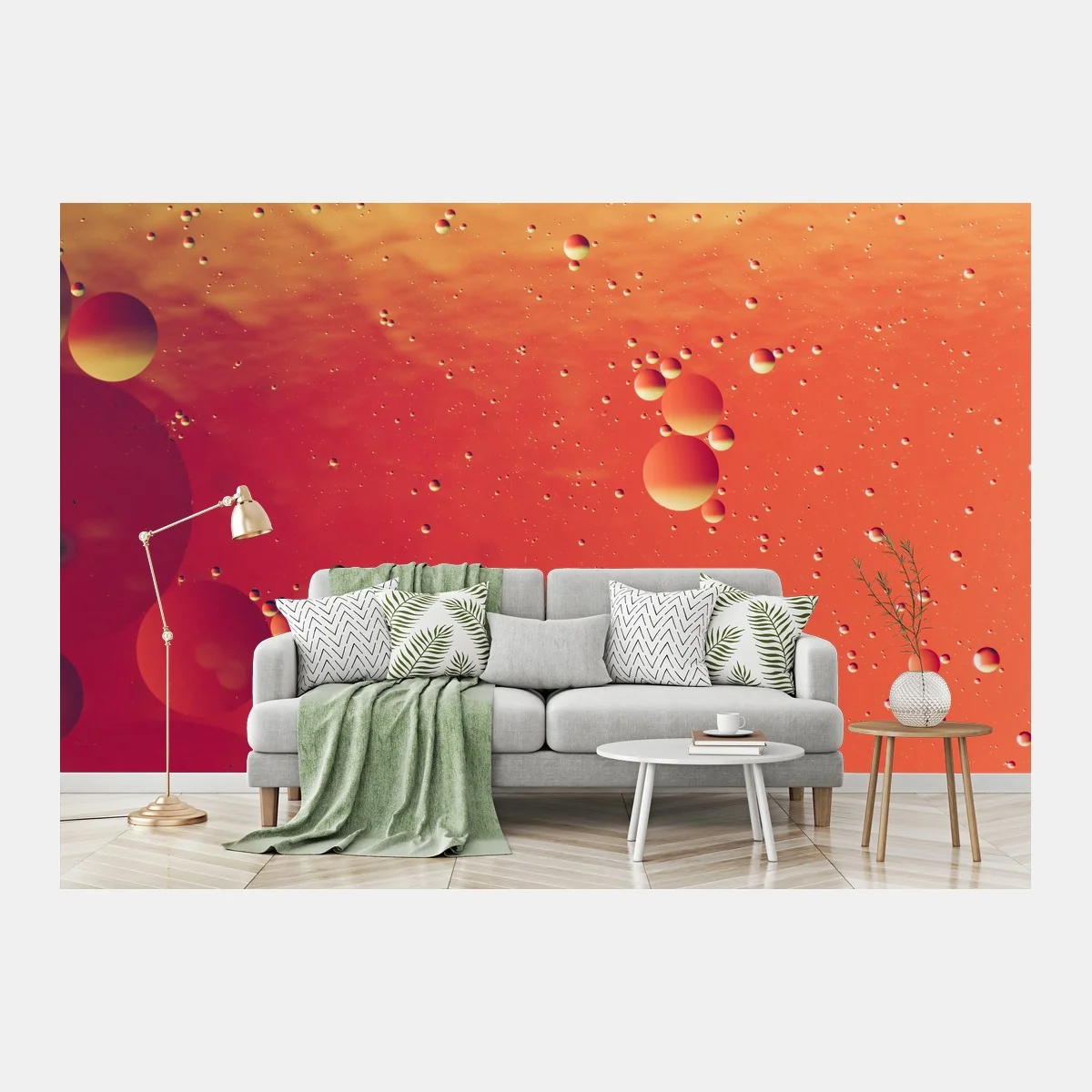Fototapete warme orange abstraktion mit blasen – Wallnifity® Fototapete warme orange abstraktion mit blasen – Wallnifity®