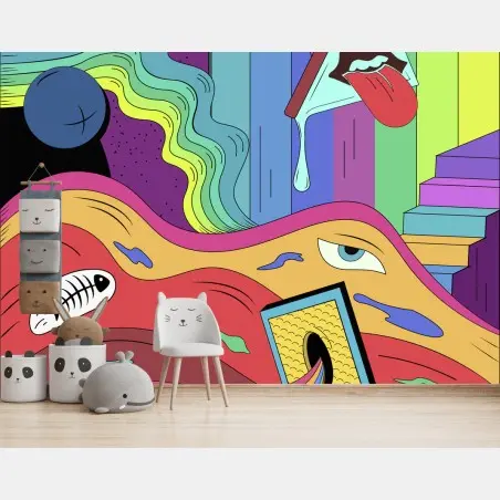 Fototapete psychedelische pop-art traumlandschaft – Wallnifity®