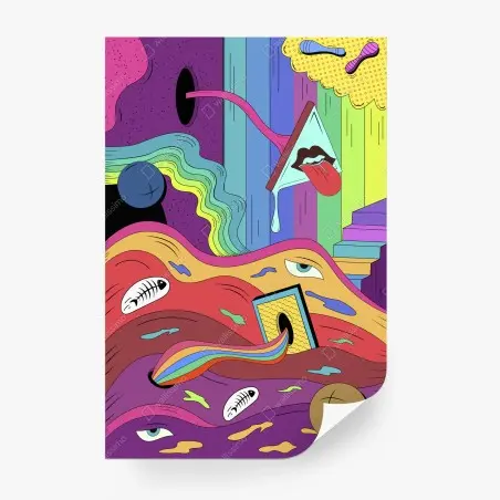 Fototapete psychedelische pop-art traumlandschaft – Wallnifity®