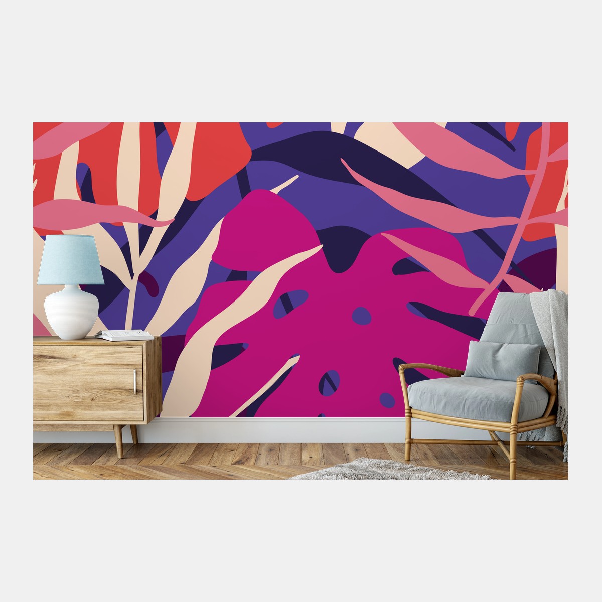 Fototapete pastell tropisches blattmuster – Wallnifity® Fototapete pastell tropisches blattmuster – Wallnifity®
