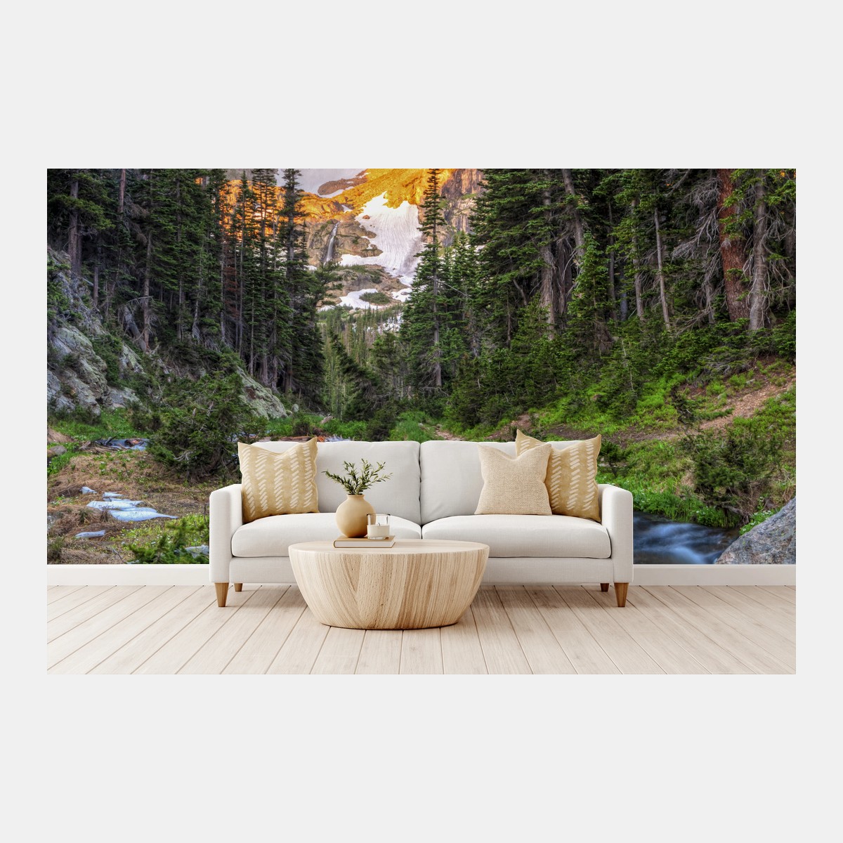 Fototapete goldener gipfel über alpenbach – Wallnifity®