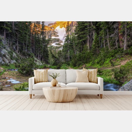 Fototapete goldener gipfel über alpenbach – Wallnifity®