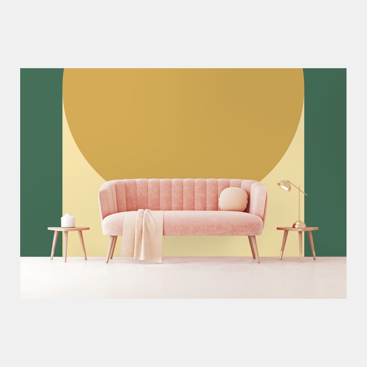 Fototapete goldene sonne über geometrischem block – Wallnifity®