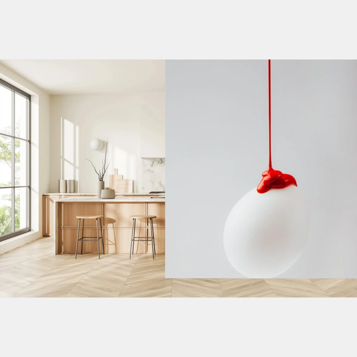 Fototapete rote farbtröpfchen auf weißem ei – Wallnifity® Fototapete rote farbtröpfchen auf weißem ei – Wallnifity®