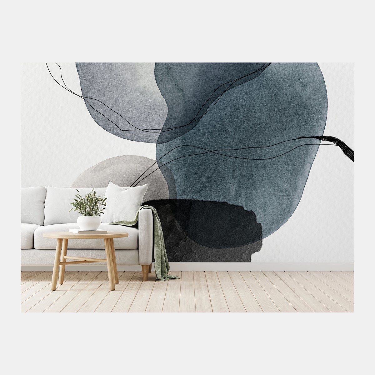 Fototapete ruhige blaue aquarellkugeln – Wallnifity®