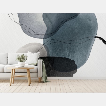 Fototapete ruhige blaue aquarellkugeln – Wallnifity®
