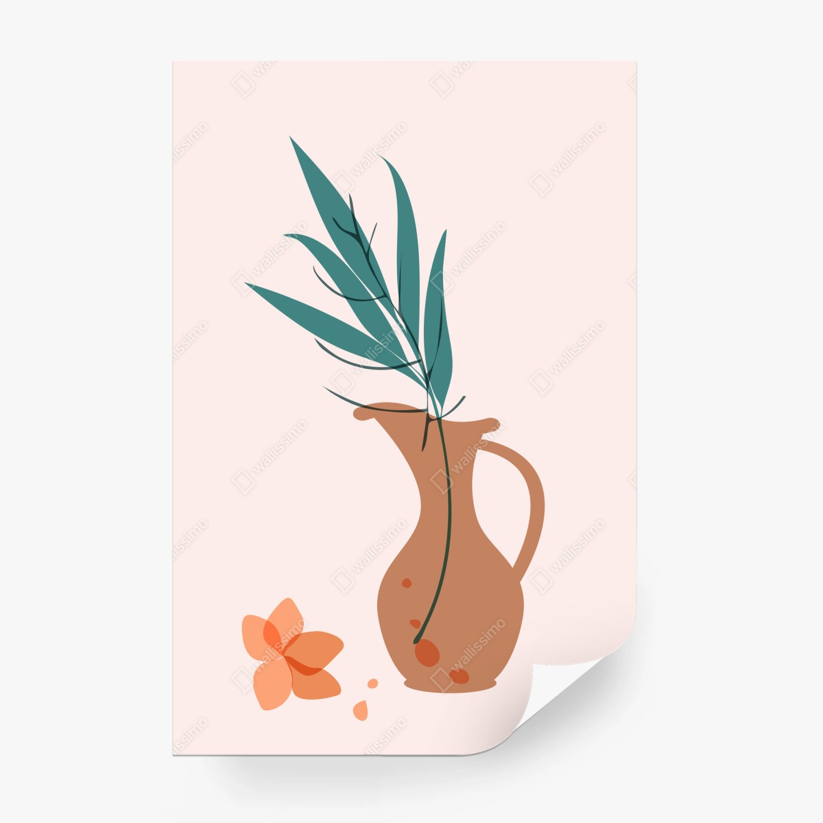 Fototapete pastell botanische vase mit blättern – Wallnifity® Fototapete pastell botanische vase mit blättern – Wallnifity®