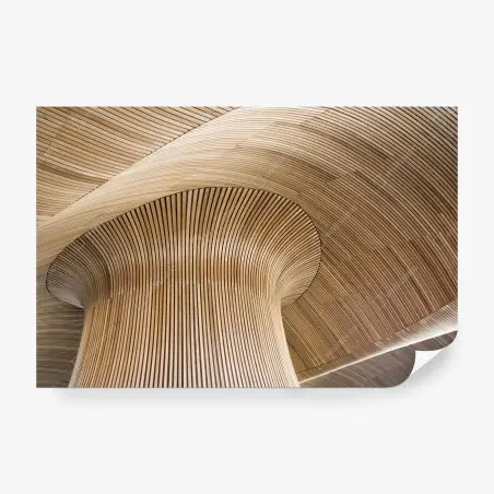 Fototapete skulpturale holzdecke mit wellenform – Wallnifity®