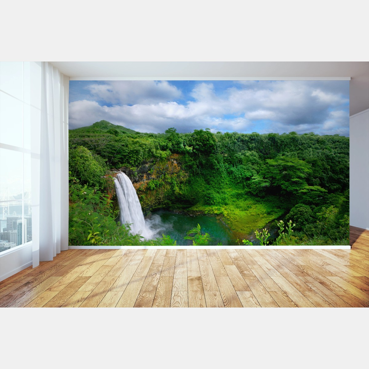 Fototapete üppiger wasserfall auf Hawaii – Wallnifity® Fototapete üppiger wasserfall auf Hawaii – Wallnifity®