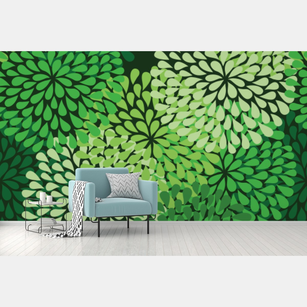Fototapete üppiges grünes blumenmuster – Wallnifity® Fototapete üppiges grünes blumenmuster – Wallnifity®